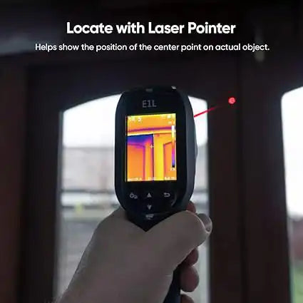 laser pointer targeting feature on hikmicro e1l thermal camera in use
