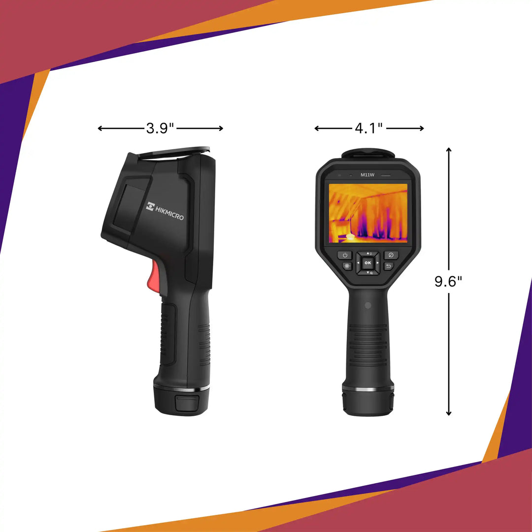 hikmicro m11w scale comparison in technician's hand for portable thermal diagnostics
