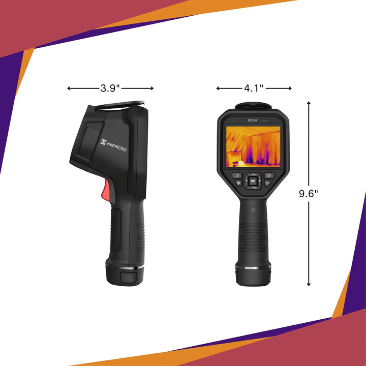 hikmicro m11w scale comparison in technician's hand for portable thermal diagnostics
