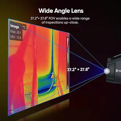 hikmicro m11w wide field lens capturing large building area in one scan
