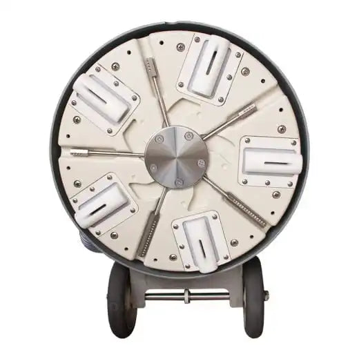 Bottom view of HOSS 700 showing rotary jets, vacuum slots, and glide system
