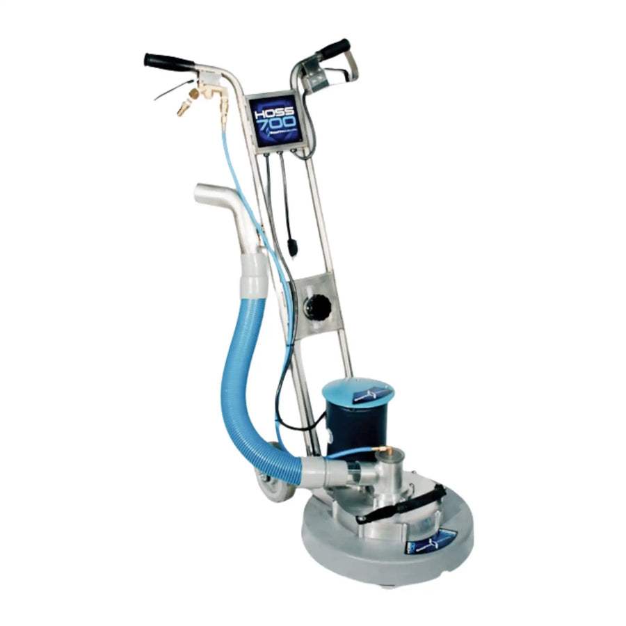 Full side view of the HOSS 700 showing cleaning head, handle, and vacuum connection
