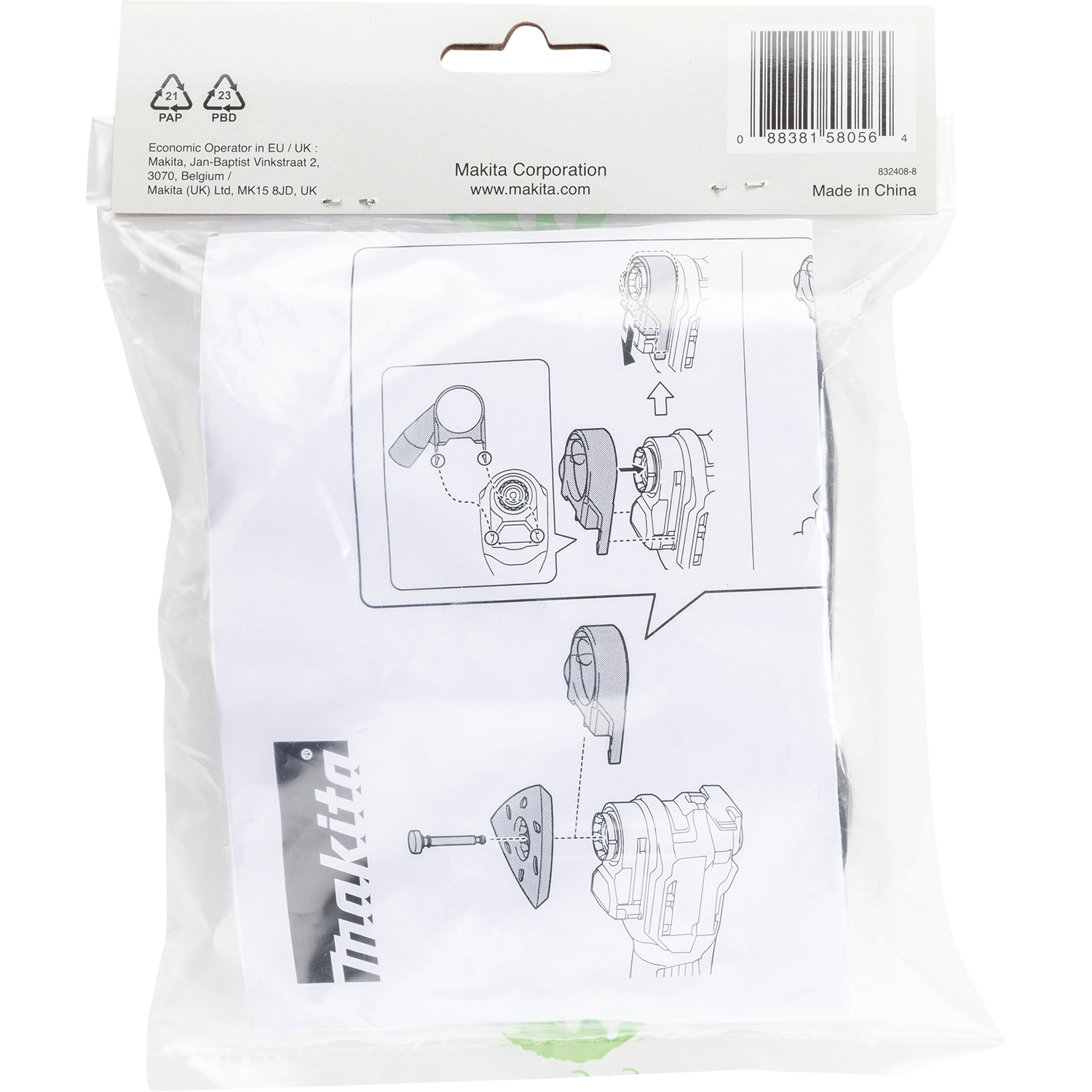 back of makita xmt04 packaging displaying compatibility and product details
