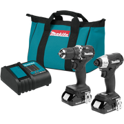 makita 18v lxt sub-compact combo kit including driver-drill impact driver batteries and charger
