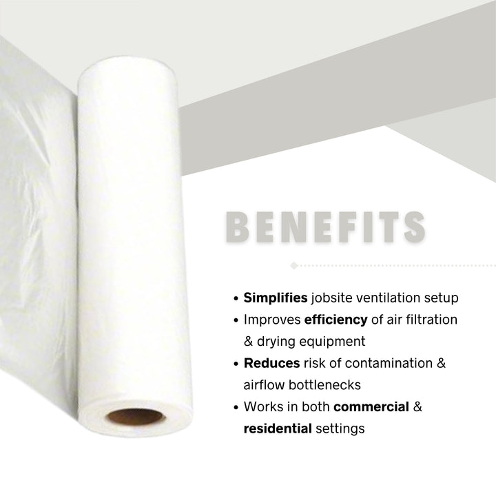 Installed Lay Flat Ducting directing airflow from air scrubber for containment benefits
