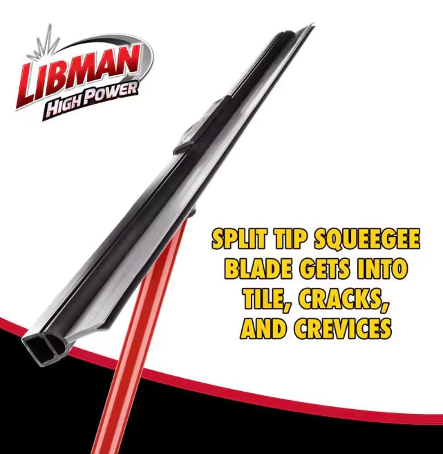 Close-up top view of Libman squeegee blade showing rubber edge and frame
