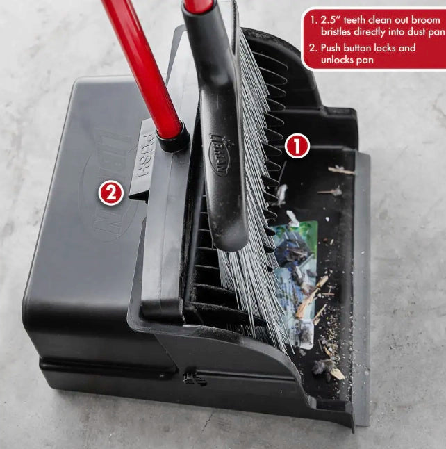 Detailed close-up showing teeth on Libman dust pan
