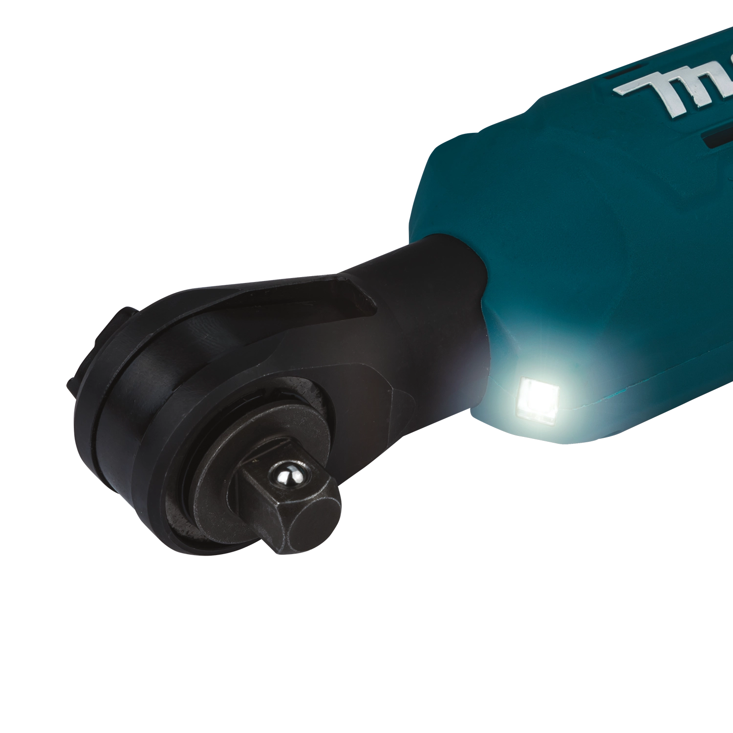 built-in led light on makita xrw01z ratchet illuminating work area in dark conditions
