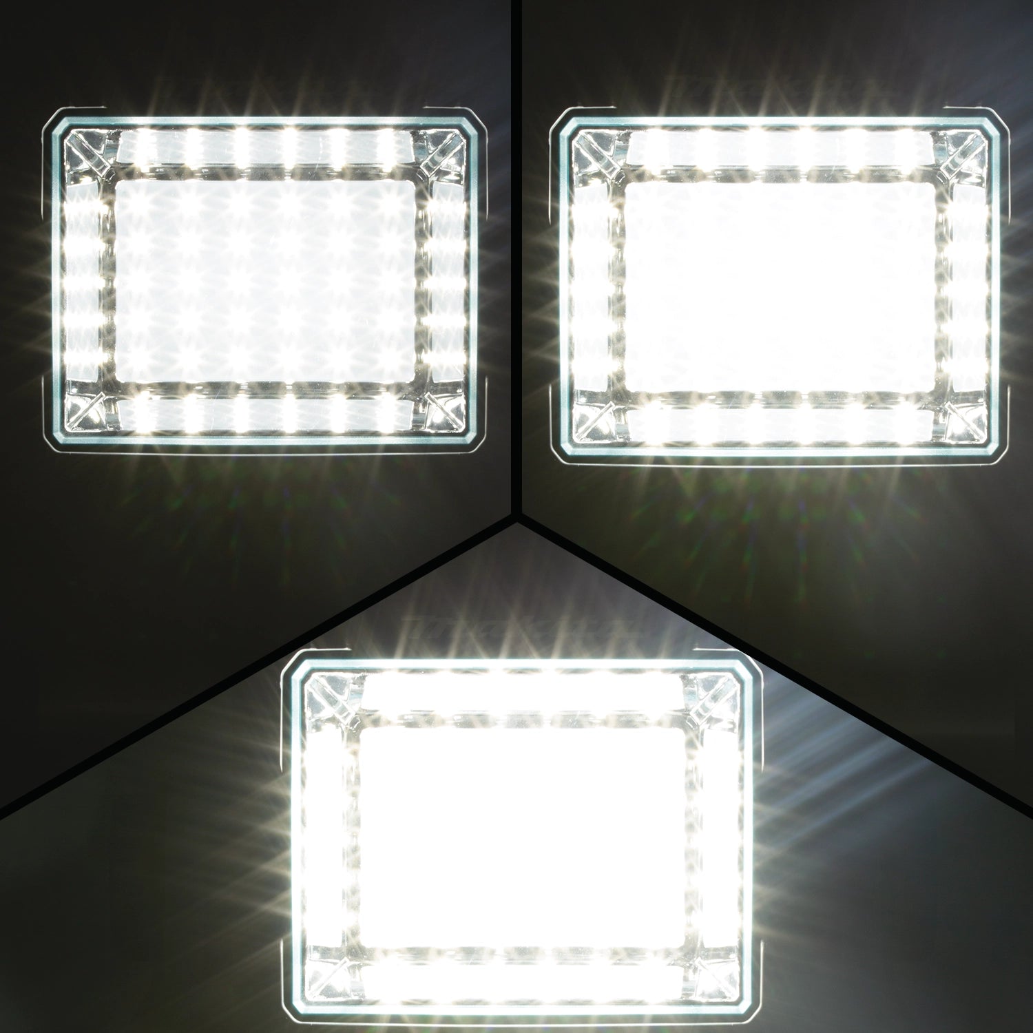 light modes displayed on makita dml811 work light including high medium and low brightness
