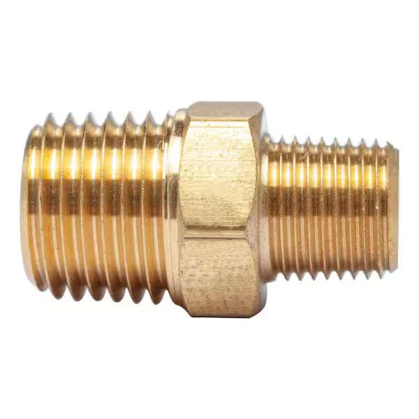 Brass Hex Pipe Nipple 1/8" M x 1/4" M
