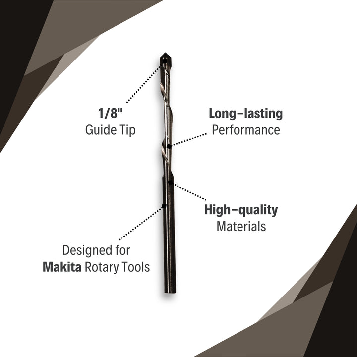 Makita 1/8" drywall guide tip bit features including guide tip design and 10-pack value
