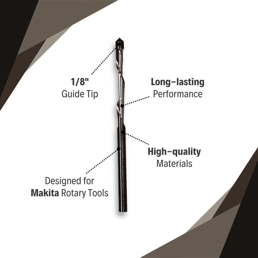 Makita 1/8" drywall guide tip bit features including guide tip design and 10-pack value
