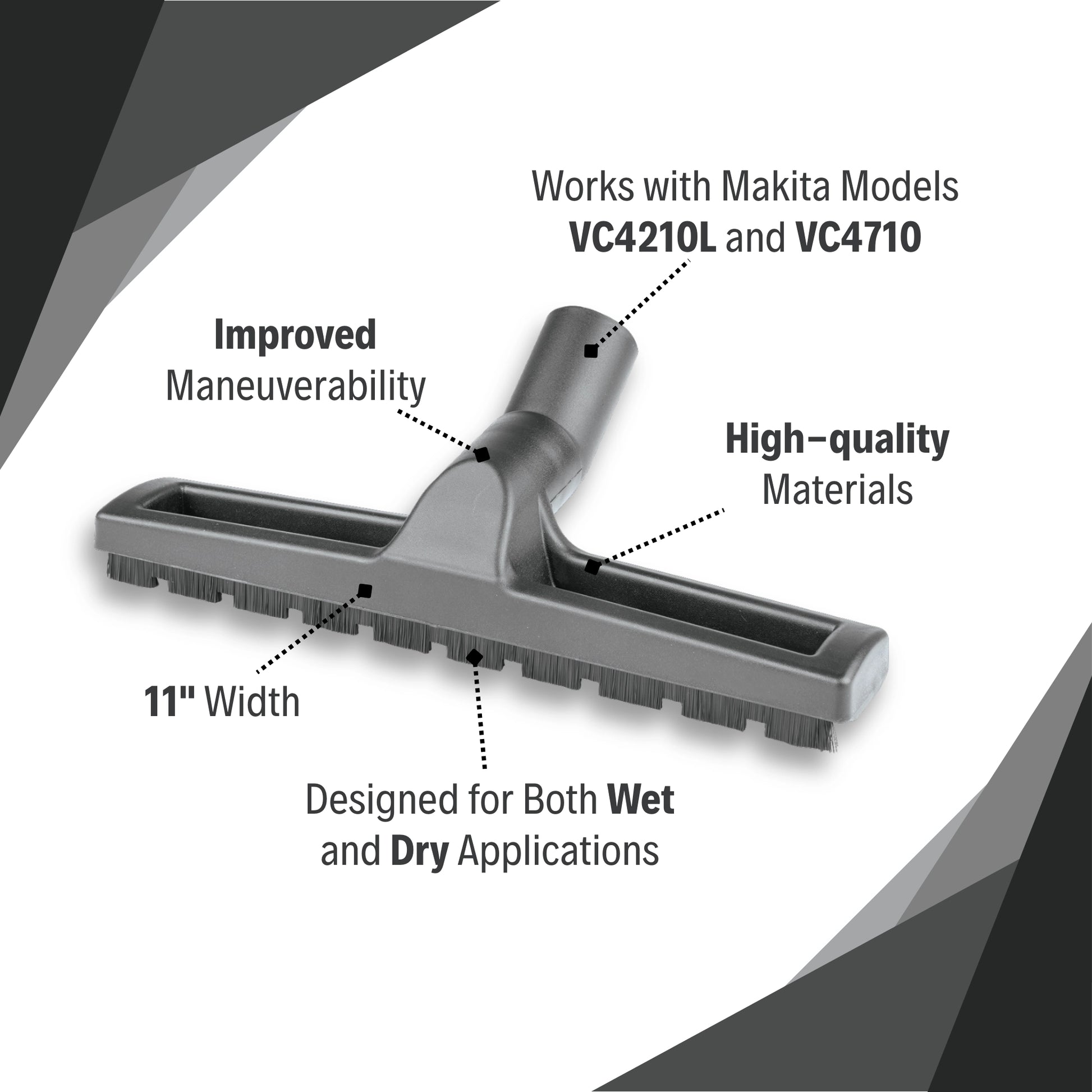 Makita 11-inch wet dry nozzle attachment with swivel and wheels
