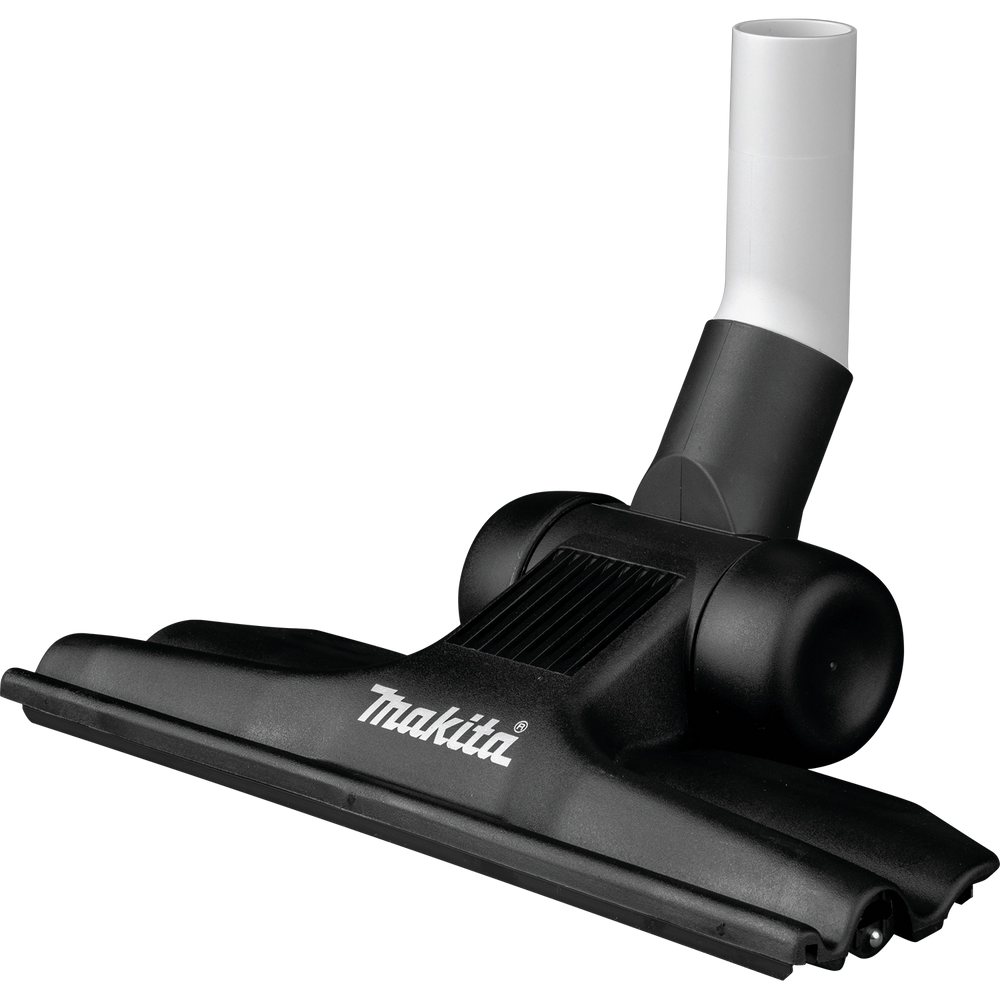 Angled view of Makita 11" Universal Floor Nozzle showing swivel head and wheels
