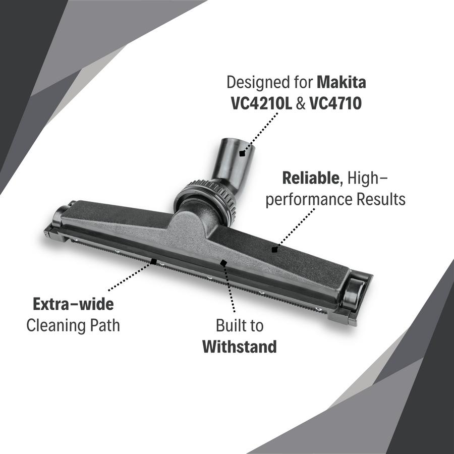 Makita 12" Concrete Slurry Floor Nozzle highlighting heavy-duty features for job site use
