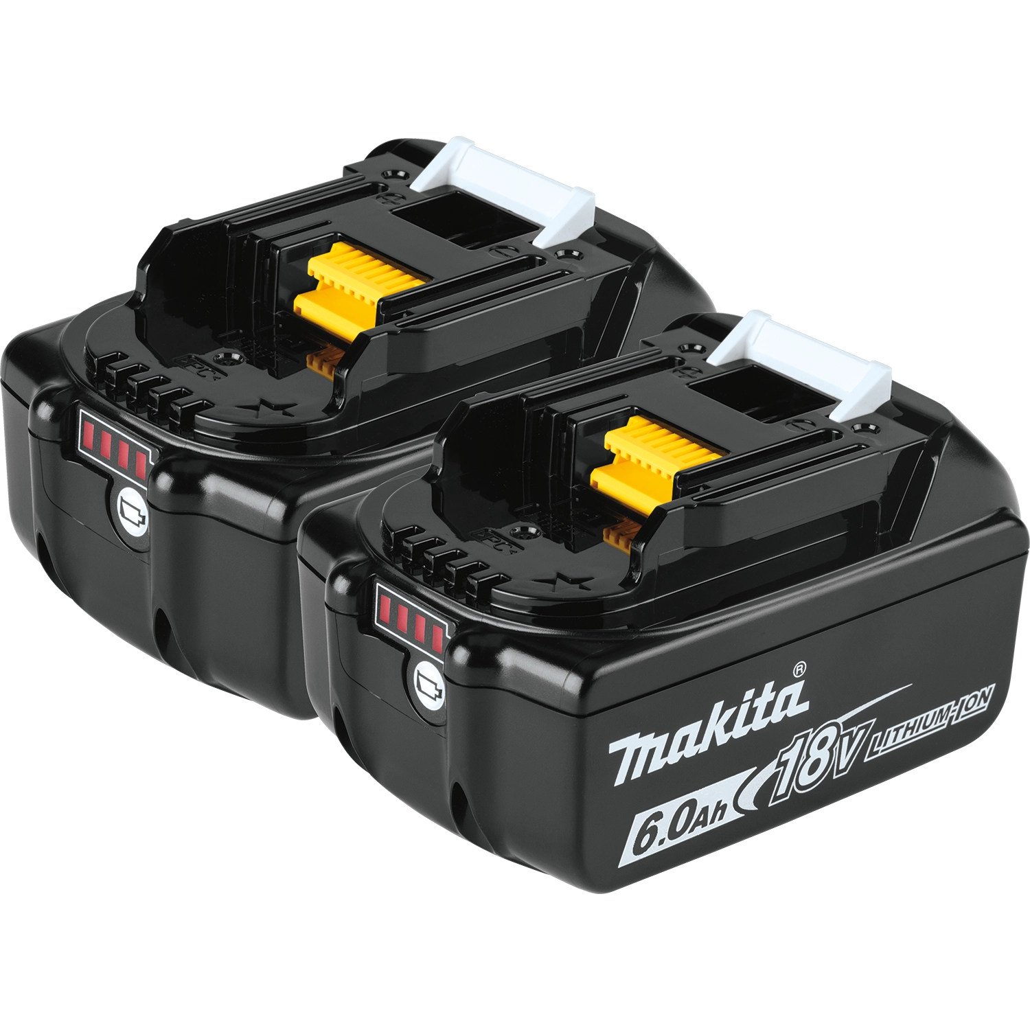 Two Makita 18V 6Ah batteries shown side by side
