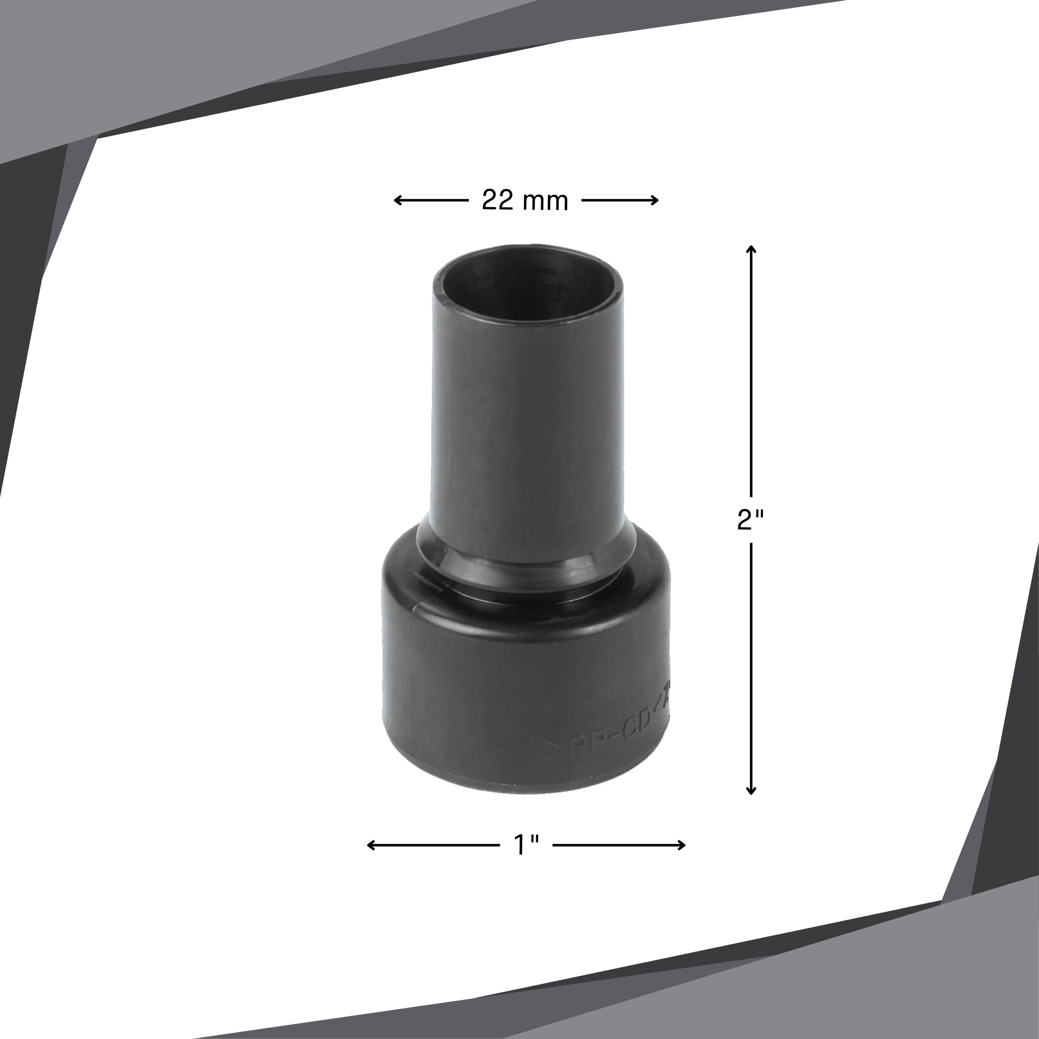 makita 22mm adapter next to ruler for size and scale reference
