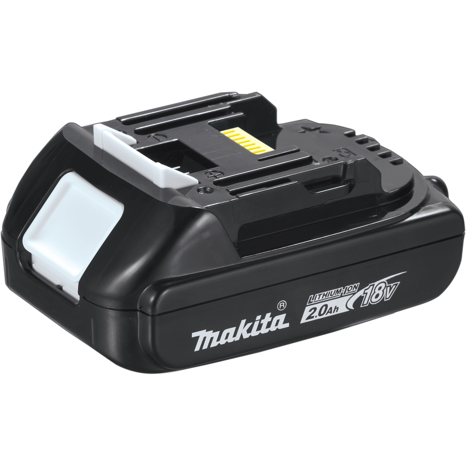 Back angle of Makita 2.0Ah battery showing structural details
