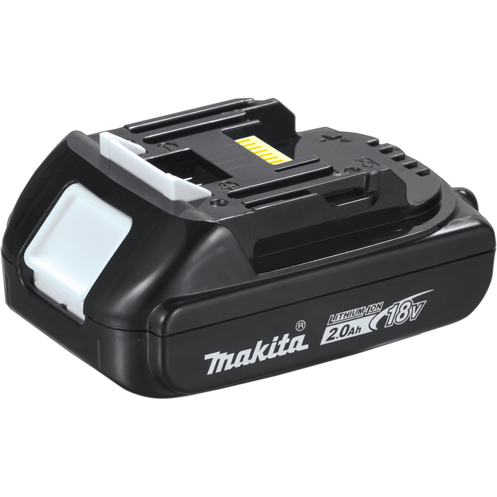 Back angle of Makita 2.0Ah battery showing structural details
