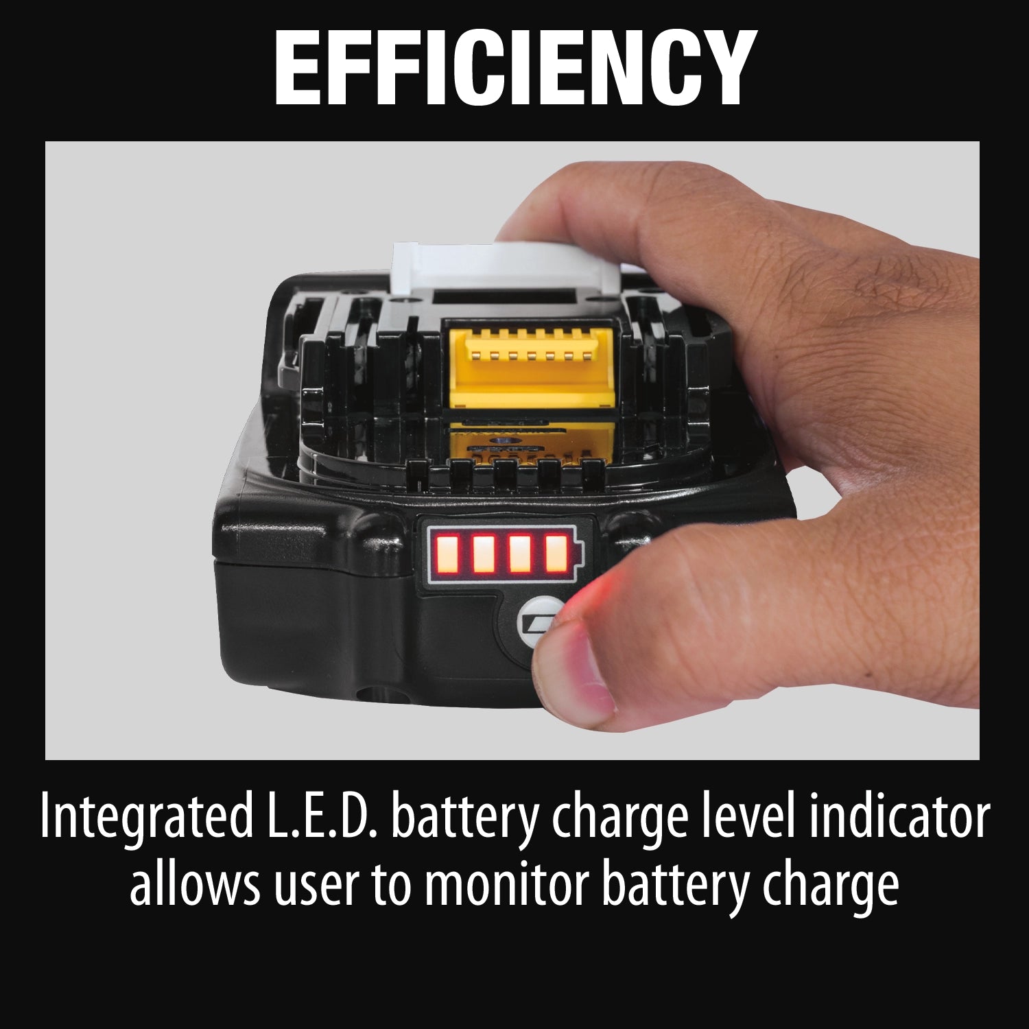 Makita 2.0Ah battery promoting efficient power delivery on job site
