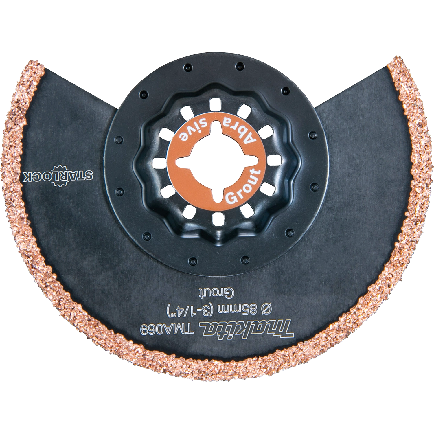 makita starlock grout blade flipped upside down showing mounting side and part number
