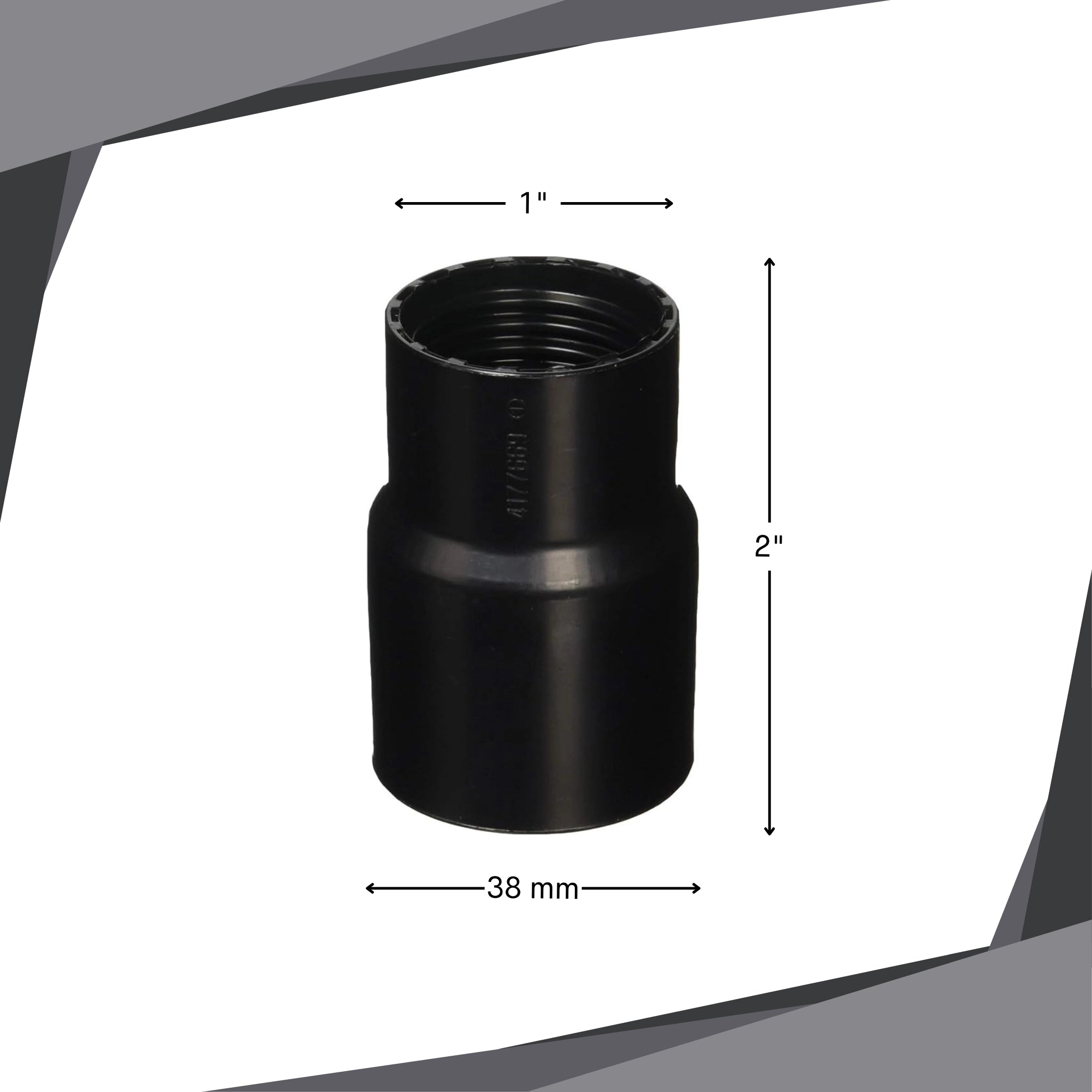 makita 38mm adapter shown next to inch scale for size reference
