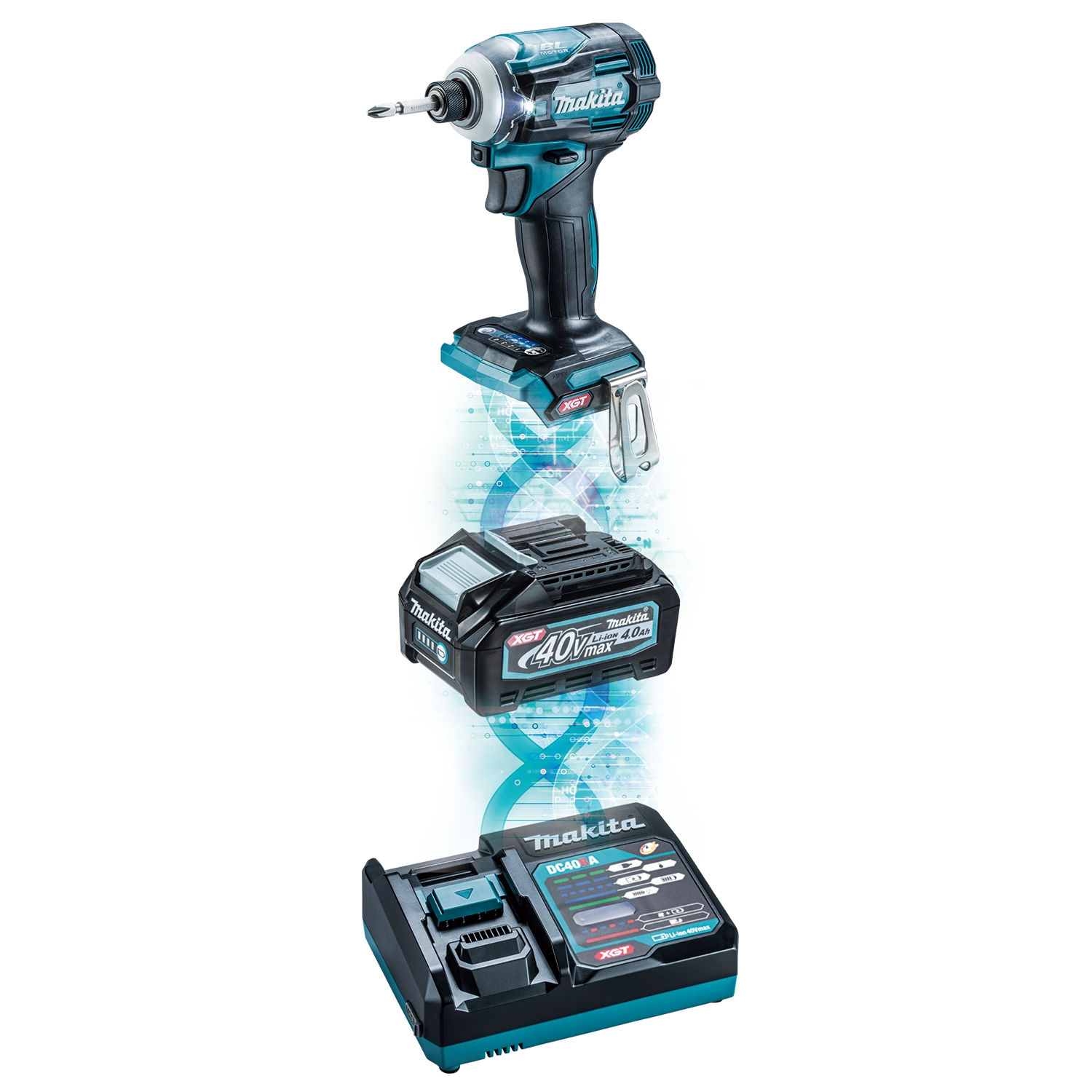 makita 40v battery partially connected to tool showing secure connection interface
