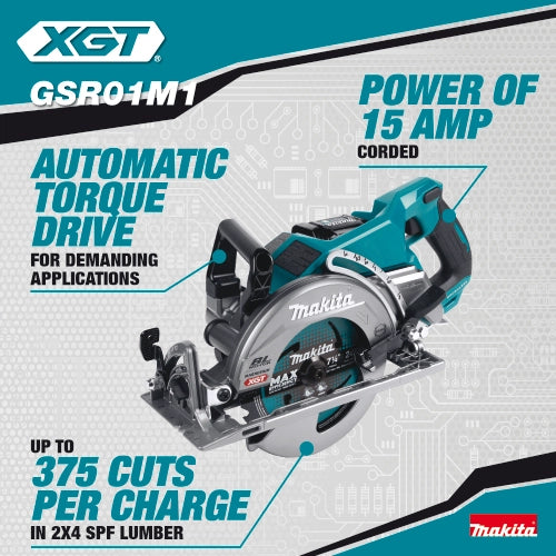 additional features of makita right-hand saw such as bevel stop and dust port compatibility
