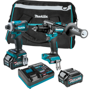 complete makita 40v max xgt combo kit with hammer drill impact driver batteries charger and case
