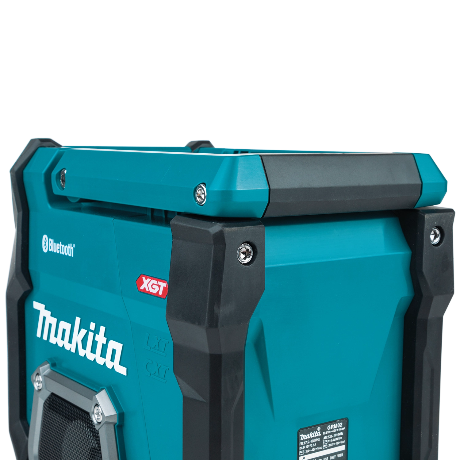 makita job site radio with handle down for compact storage and transport
