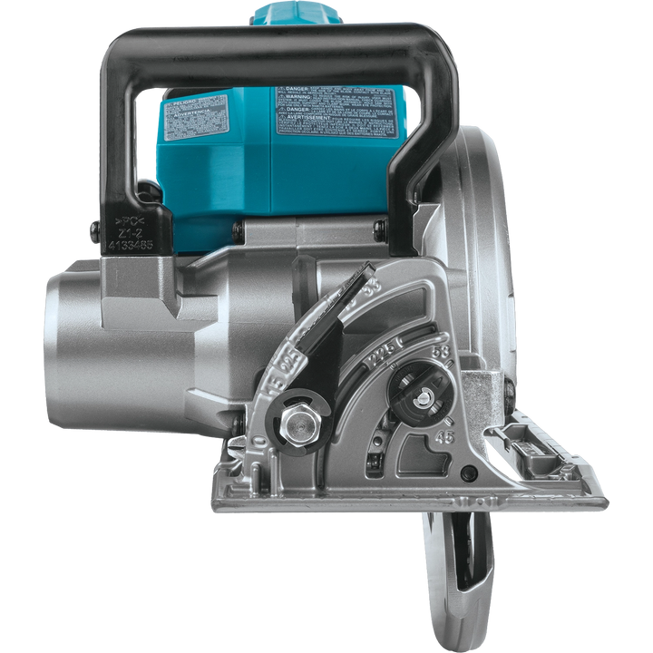 front view of makita gsr01m1 circular saw showing blade and alignment marks
