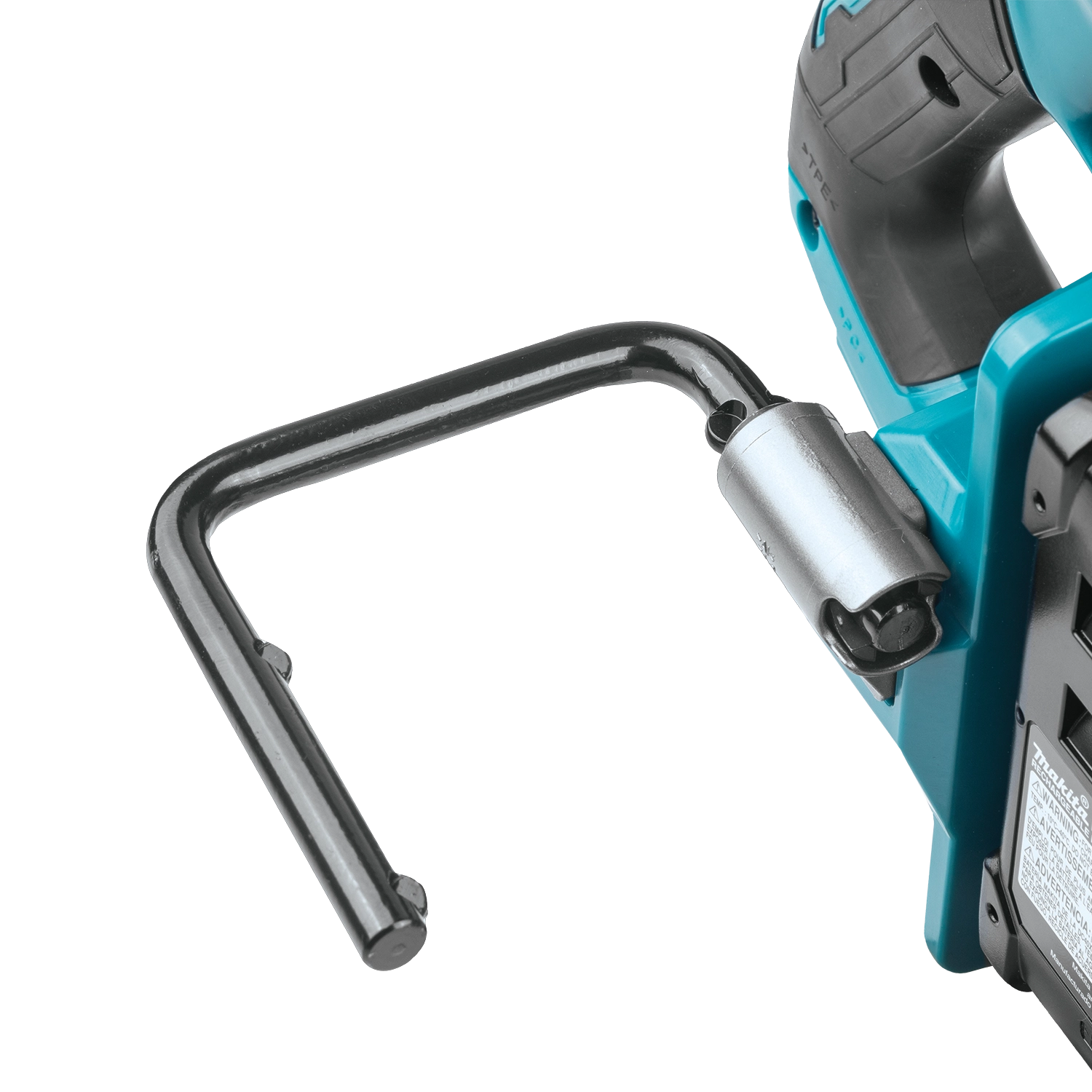 folding rafter hook on makita 40v circular saw for tool hanging convenience
