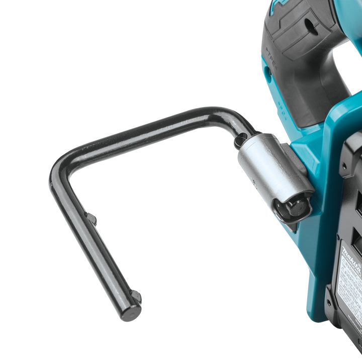 folding rafter hook on makita 40v circular saw for tool hanging convenience
