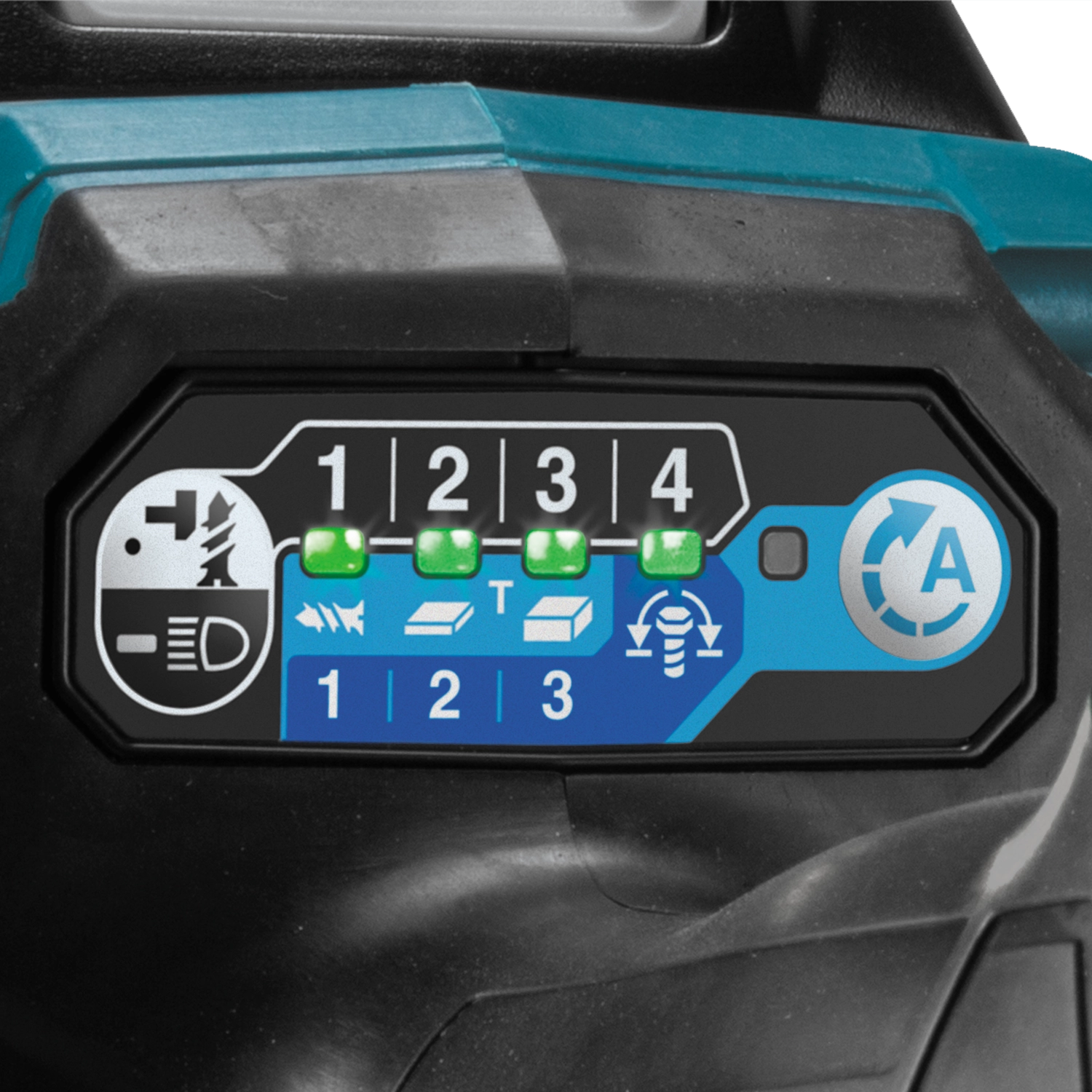 control dials and trigger interface on makita 40v xgt tools for speed and mode selection
