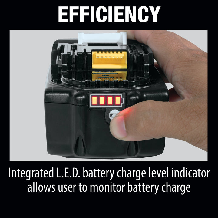 Efficient Makita 5.0Ah battery powering tool during long work session

