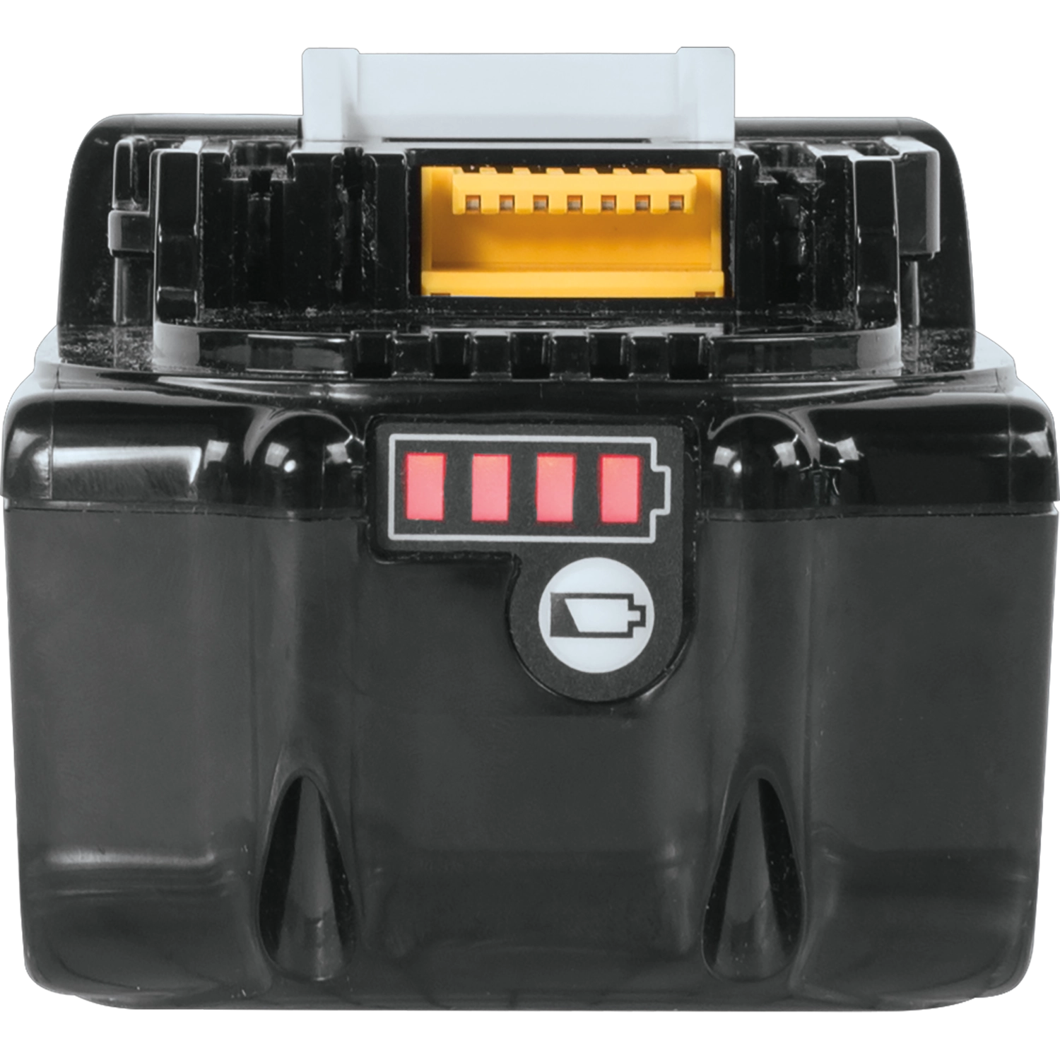 Front view of Makita 18V LXT 5.0Ah Battery with visible terminals and logo
