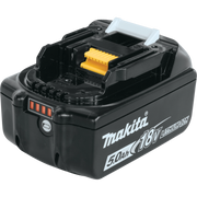 Right angle view of Makita 5.0Ah battery placed on white background
