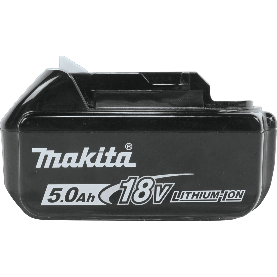 Right side of Makita 18V LXT 5.0Ah battery with branding visible
