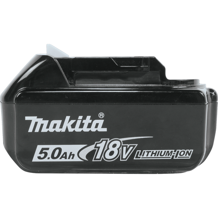 Right side of Makita 18V LXT 5.0Ah battery with branding visible
