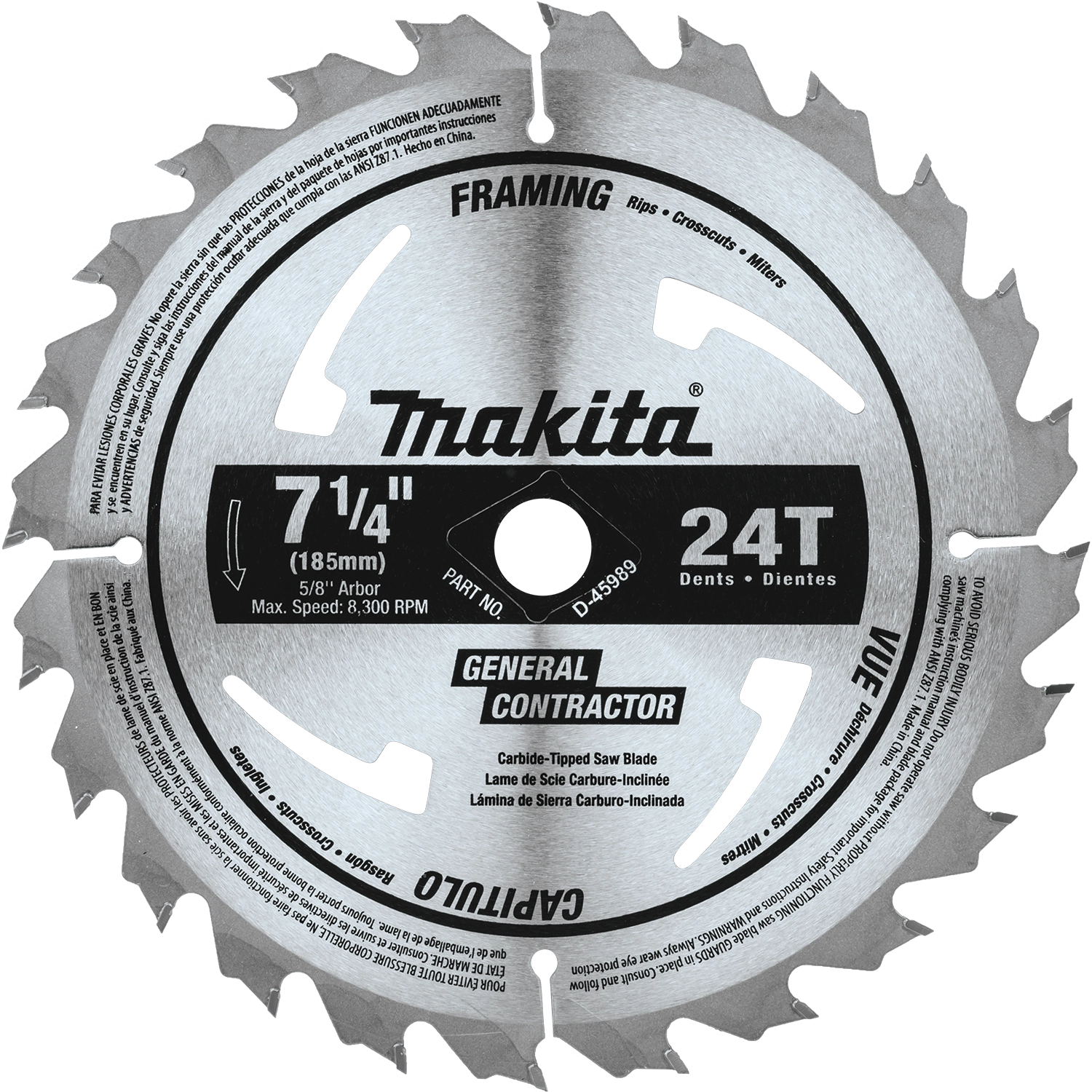Front view of Makita 24T circular saw blade highlighting tooth design
