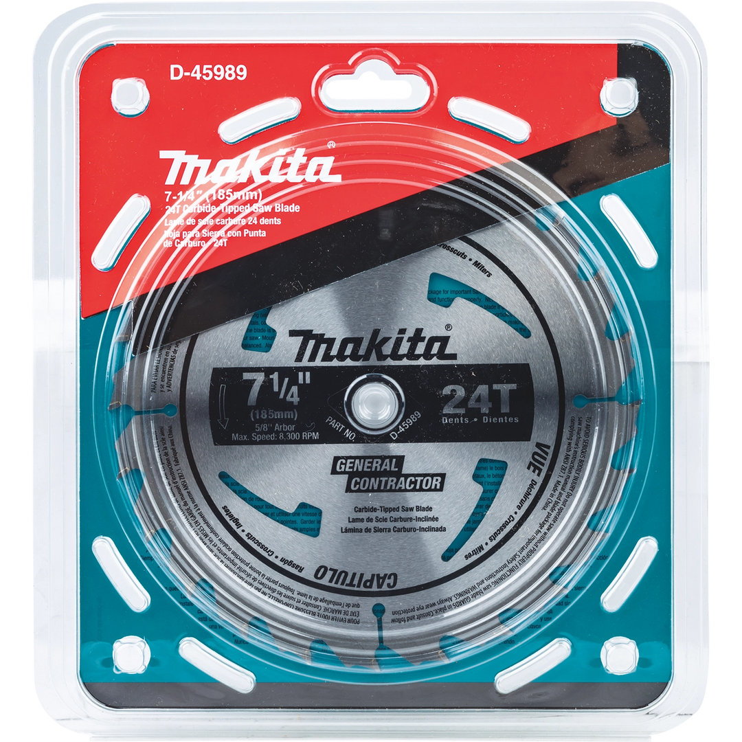 makita 7.25 inch 10-pack saw blades displayed in front retail packaging

