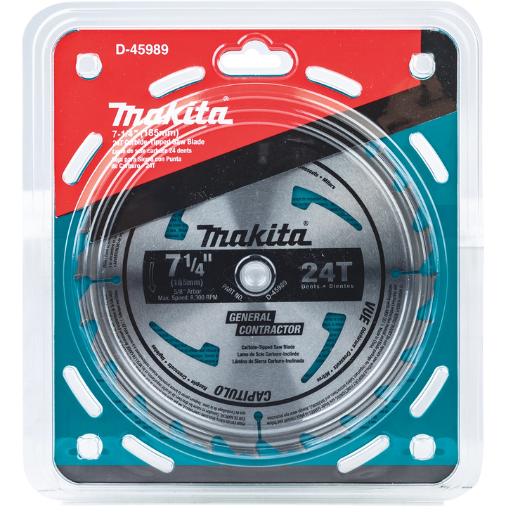makita 7.25 inch 10-pack saw blades displayed in front retail packaging
