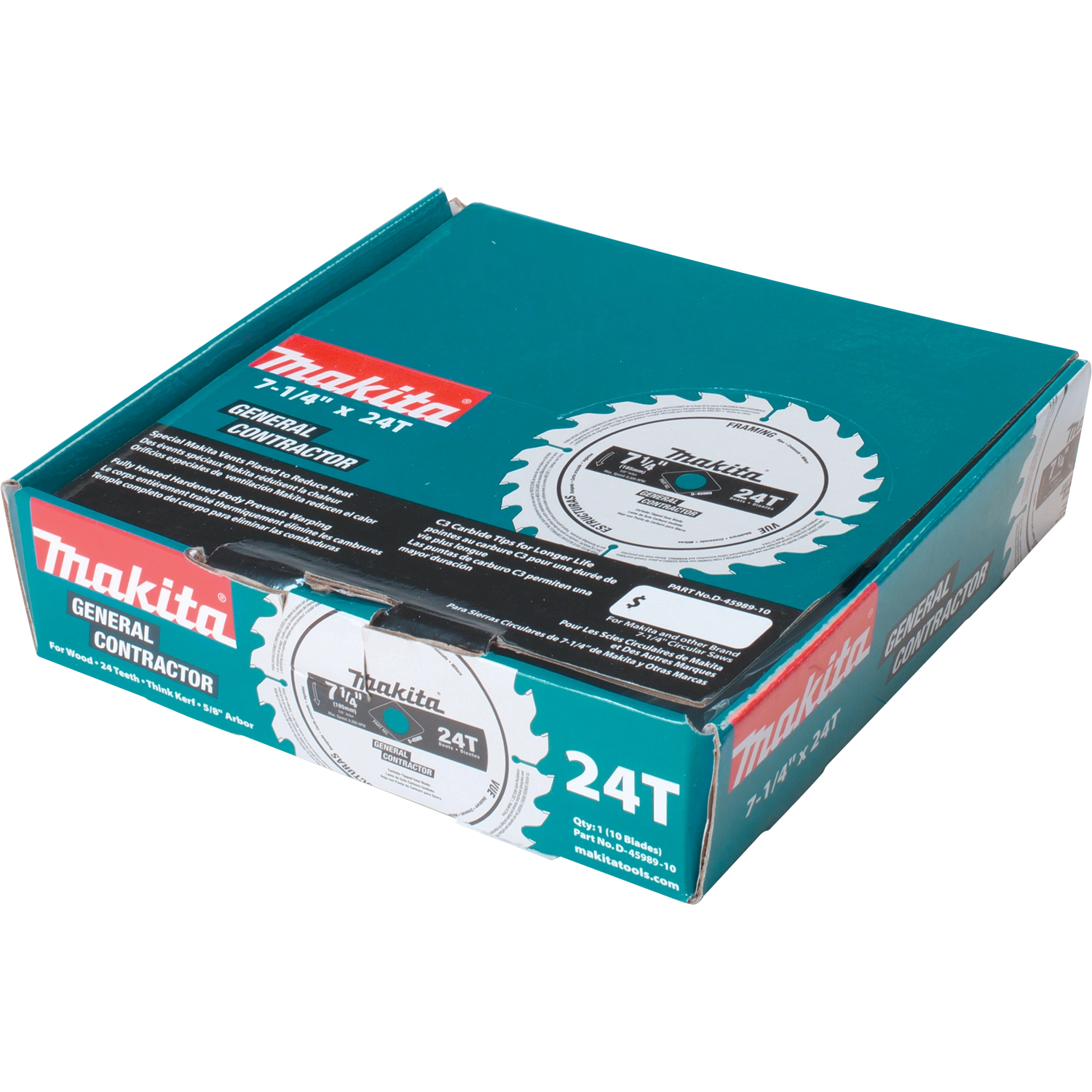 Makita saw blade 10-pack closed box packaging for retail view
