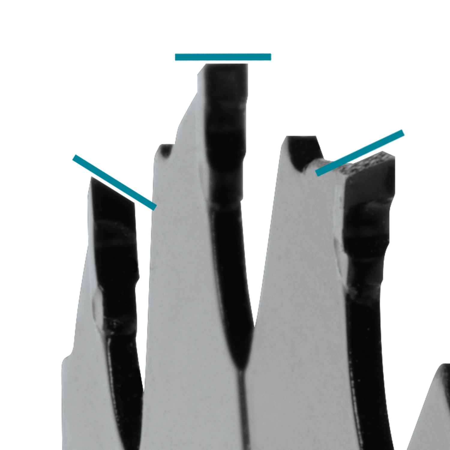 angled close-up of blade showing precision ground teeth
