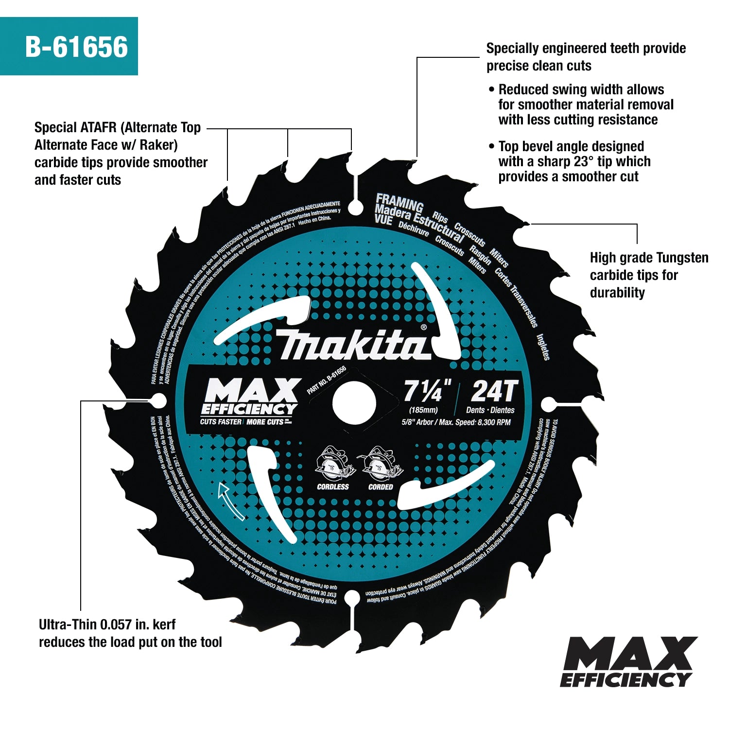 additional design details of makita saw blade teeth and structure
