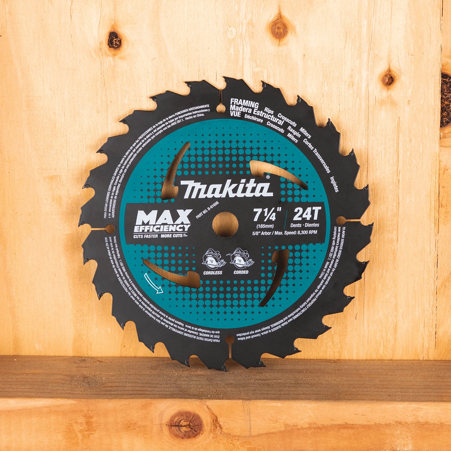 makita saw blade being used on job site for framing
