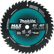 Front view of Makita 8-1/2" 45T Max Efficiency miter saw blade
