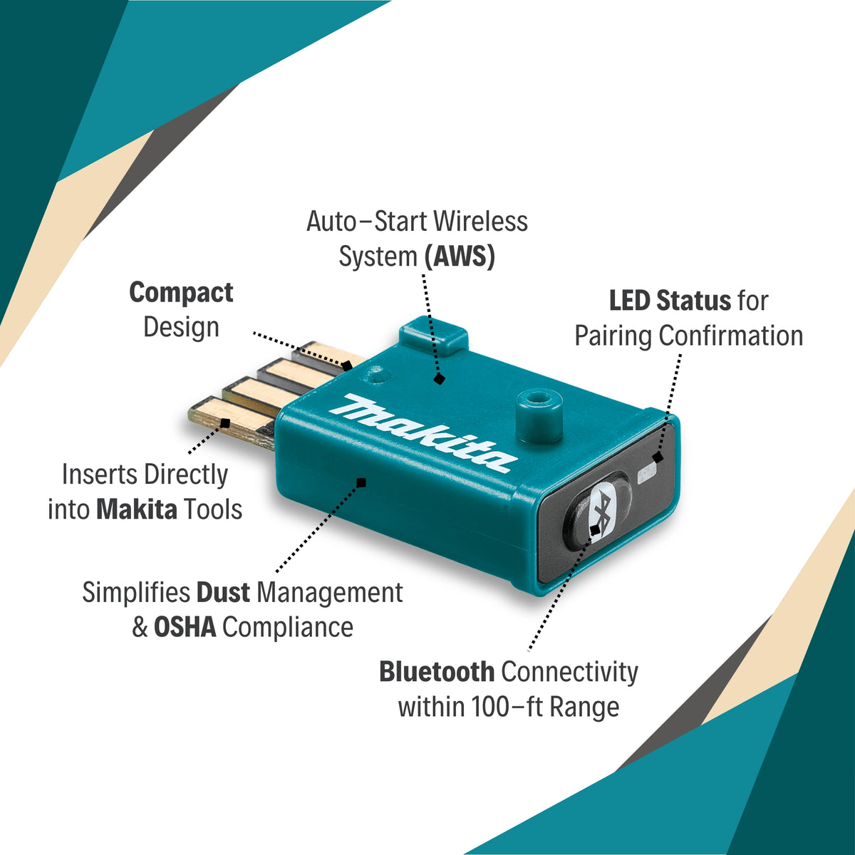 Aws Bluetooth Module Makita AWS® Bluetooth Wireless Unit – Auto-Start Dust Extractor Transm ...