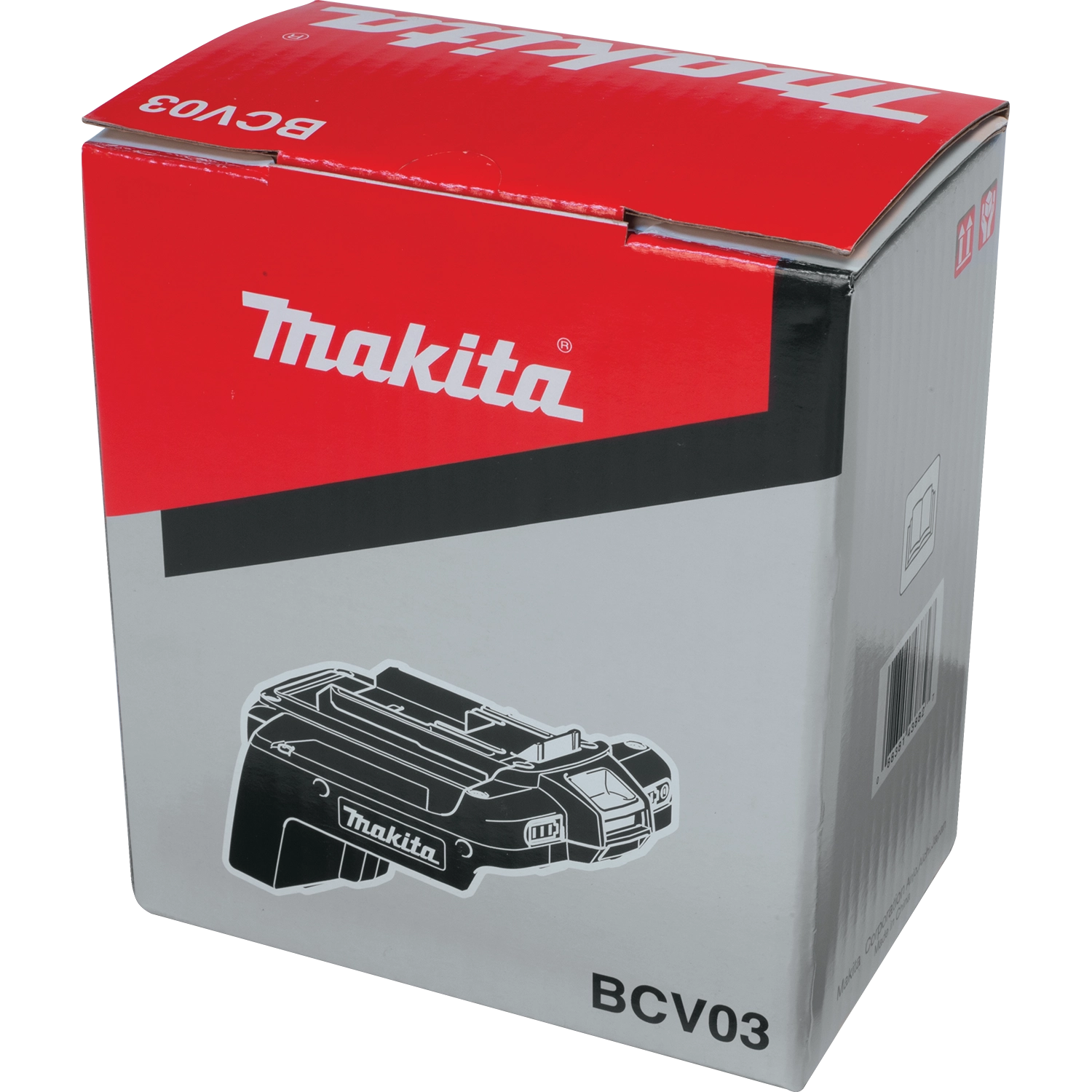 retail packaging of makita bcv03 cordless adaptor showing branding and boxed contents
