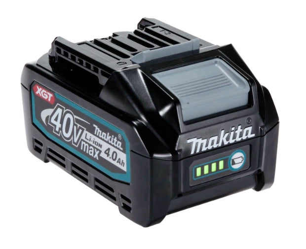 Angled side profile of Makita 40V XGT 4.0Ah battery
